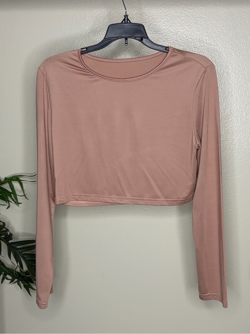 Beige Lounge Set Matching Long Sleeve Crop Top Wide Leg Pants Cozy - Picture 3 of 6